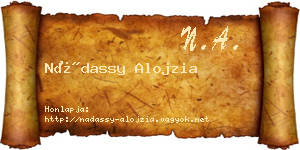 Nádassy Alojzia névjegykártya